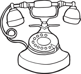 antique vintage retro rotary phone handdraw illustration vector