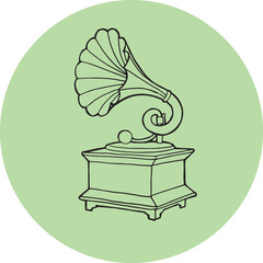 vintage antique old gramophone handdraw illustration vector 