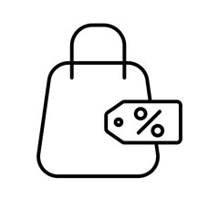 Discount e-commerce icon with black outline style. isolated, template, clearance, special offer, best, money, object. Vector Illustration