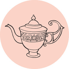 vintage antique tea pot handdraw illustration vector