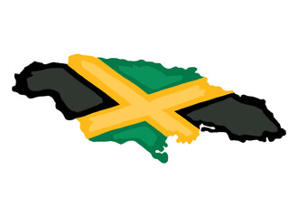 Mapa de Jamaica con bandera sin fondo © Andrea