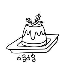 Chocolate lava cake illustration hand drawn