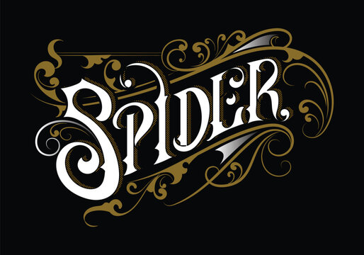 SPIDER lettering word T shirt design