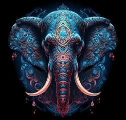 Obraz premium Indian elephant art of painting AI-Generated