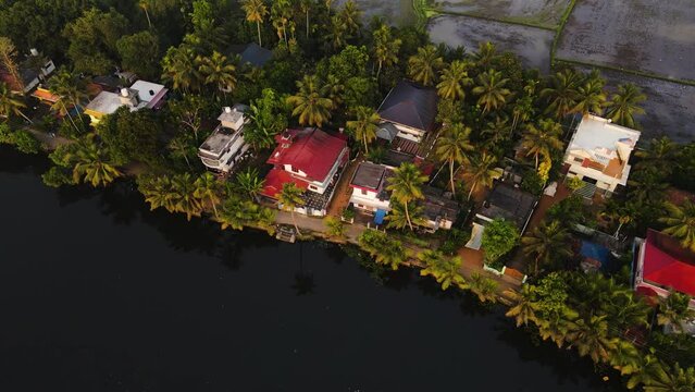 Coastal Villas At The Tropical Town Of Alappuzha On The Laccadive Sea, Southern Indian State Of Kerala. 