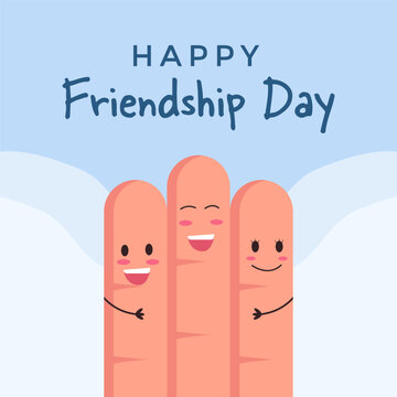 friendship day illustration with three happy finger face