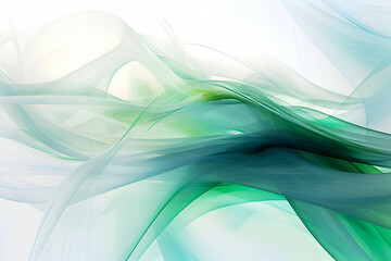 Abstract background with smooth curved lines, layered translucency. Light green and blue decorative background.