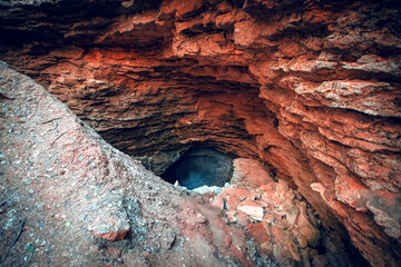The entrance to the old abandoned limestone adits.