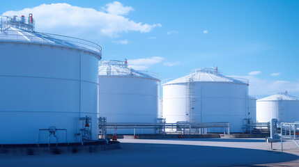 large white Industrial tanks for petrol and oil. Generative Ai
