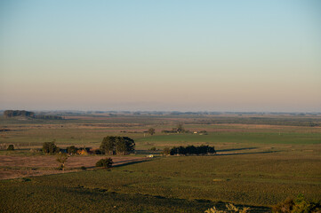 Fototapeta na wymiar Sunset on sunny day in the countryside of Uruguay.