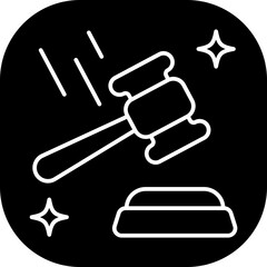 Auction business and finance icon with black filled outline style. offer, win, justice, person, people, bank, punishment. Vector Illustration