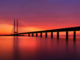 Abwaschbare Fototapete Bordeaux bridge at sunset