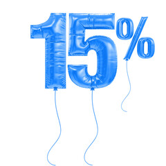 Promotion 15 Percent Blue Balloons 3D