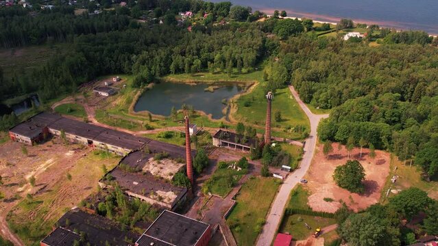 Small town Tuja by the sea. Old abandoned brick factory