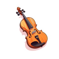 Obraz na płótnie Canvas Traditional Violin Musical Instrument Cartoon Square Illustration. Melody and Rhythm. Ai Generated Drawn Illustration with Professional Expressive Violin Musical Instrument.