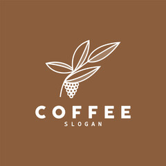 coffee bean drink logo design in brown color vector illustration