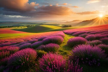 Field of blooming wildflowers in various vibrant colors