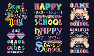 game over back to school, Back to School T Shirt Design bundle