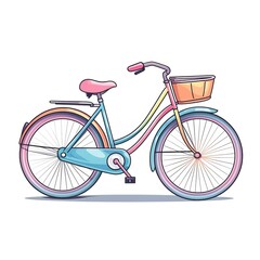 Fototapeta premium Urban Bicycle Sports Equipment Cartoon Square Illustration. Outdoor Activity. Ai Generated Drawn Illustration with Recreational Gear Bicycle Sports Equipment.