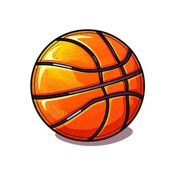 Professional Basketball ball Sports Equipment Cartoon Square Illustration. Sporting Gear Ai Generated Drawn Illustration with Active Game Basketball ball Sports Equipment.