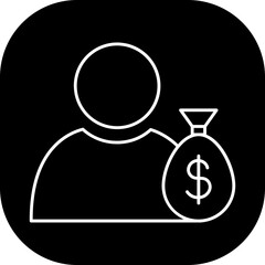 Loan business and finance icon with black filled outline style. bill, concept, market, rich, time, card, human. Vector Illustration