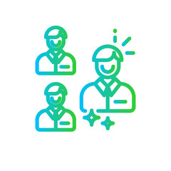 Business partner business and finance icon with blue and green gradient outline style. respect, logo, web, modern, peace, pictogram, person. Vector Illustration