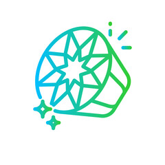 Fototapeta premium Diamond business and finance icon with blue and green gradient outline style. watch, strategy, safe, target, vision, goal, internet. Vector Illustration