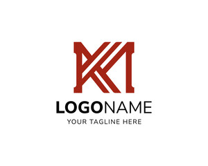 Vector abstract letter MK or KM icon logo design template