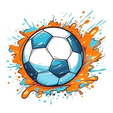 Professional Soccer ball Sports Equipment Cartoon Square Illustration. Sporting Gear Ai Generated Drawn Illustration with Active Game Soccer ball Sports Equipment.