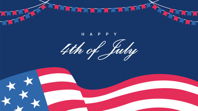 4th of july background template with fireworks for american independence day celebration