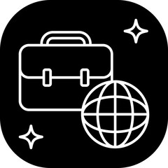 International business business and finance icon with black filled outline style. airplane, businessman, thin, idea, concept, meeting, organization. Vector Illustration