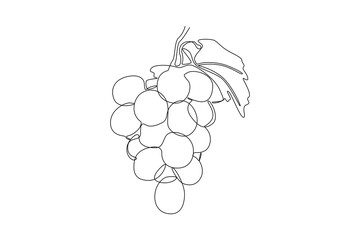 Single one line drawing fruits concept. Continuous line draw design graphic vector illustration.