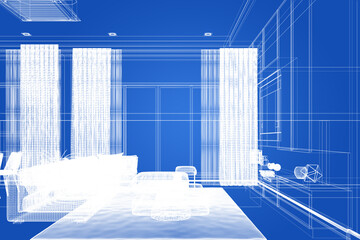 Fototapeta premium cozy living room interior design, 3d rendering