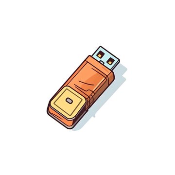 Modern USB flash drive Storage Device Cartoon Square Illustration. StorageTechnology. Ai Generated Drawn Illustration with Secure Fast USB flash drive Storage Device.