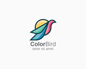 Abstract colorful bird flying logo