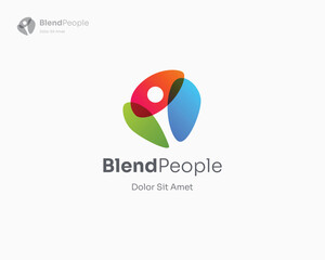 Abstract colorful people with blending color logo gradient