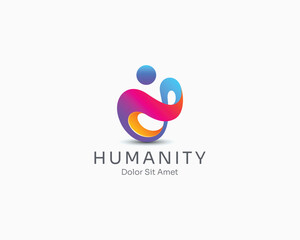 Abstract creative colorful infinity people logo gradient