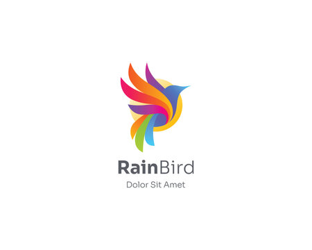 Abstract colorful rainbow flying bird logo gradient