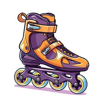 Modern Inline skates Land Vehicle Cartoon Square Illustration. Transportation and Motion. Ai Generated Drawn Illustration with Fast Reliable Inline skates Land Vehicle.