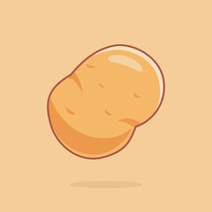 Single potato vegetable cartoon vector icon illustration isolated. Organic healthy food icon concept. Simple and cute flat cartoon style. Solanum tuberosum vegetables.