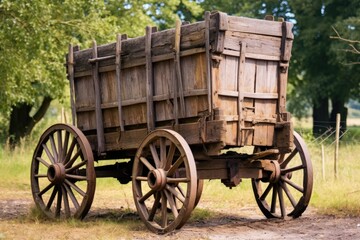 Fototapeta na wymiar Old wooden rural wagon. Generative AI