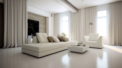 Fototapeta na wymiar Modern sleek design of living room. Generative AI