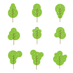 Set of esthetic organic tree element art decoration vector illustration.