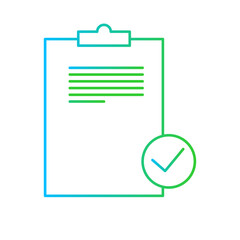 Agreement business and finance icon with blue and green gradient outline style. investment, collaboration, worker, technology, bank, design, signing. Vector Illustration
