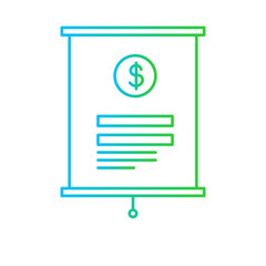 Budgeting business and finance icon with blue and green gradient outline style. change, opportunity, office, credit, digital, company, symbol. Vector Illustration