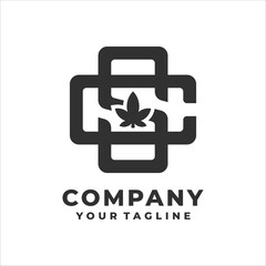 sc monogram letter initials cannabis logo design template - obrazy, fototapety, plakaty