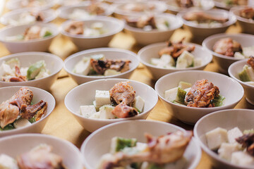 Close up of Lontong Kari Bandung, Indonesian food street is famous in West Java. Ready to eat