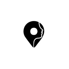 Negative face logo and location  icon symbols vector type graphics design by illustration.