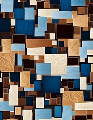 Abstract blue and brown squares pattern