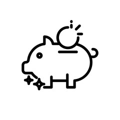 Piggy bank business and finance icon with black outline style. fund, render, piggy bank, toy, economic, retirement, realistic. Vector Illustration
